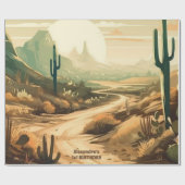 レトロデザートサボテン1st誕生日 ラッピングペーパー (フラット)