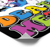 レトロデスメタルキャットレインボーユニコーン重おもしろい重 ポスター (角)