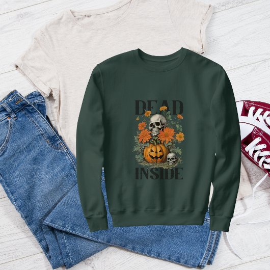 レトロデッドインサイドハロウィーンスカルとカボチャ スウェットシャツ