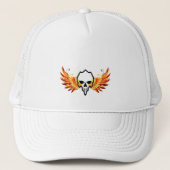 レトロデッドバーニングスケルトンスカルウィングファイア キャップ (正面)