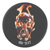 レトロデッド燃えるスケルトンスカルの火のDIY名 アイスホッケーパック (正面)