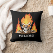 レトロデッド燃えるスケルトンスカルの火のDIY名 クッション (ブランケット)