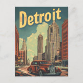 レトロデトロイトミシガン旅行ポスター ポストカード (正面)