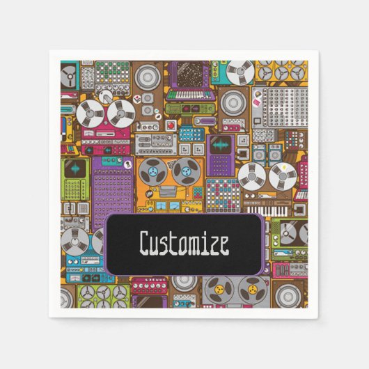 レトロデバイスレコーディングスタジオナプキンス スタンダードカクテルナプキン (正面)
