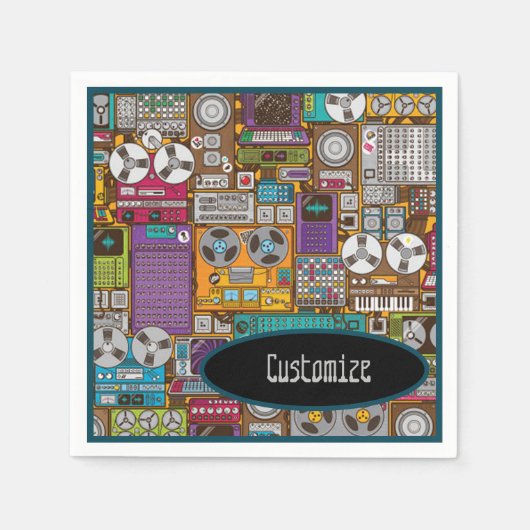 レトロデバイスRecording Studio スタンダードカクテルナプキン (正面)