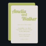 レトロデライトチャートルーズグリーン結婚ズ 招待状<br><div class="desc">シンプルさとヴィンテージの魅力を満たす当社の「レトロデライト」結婚式招待状デザインをご紹介。このデザインは、ミニマリズムとノスタルジックな要素モダンの調和のとれたブレンドであり、あなたの特別な日のための視覚的な体験を作成すユニークる。このデザインは、過去の鮮やかスタイルを思わせる色の、エネルギッシュでポップ・アートのおもしろいをもたらすチャートレはっきりしたースの緑を備えている。この活気のある色合いは砂とバランスが取れ、ニュートラルなトーンがデザインを覆い、落ち着いた穏やかな感覚を加える。クリーンなラインと雑然としたレイアウトは、ミニマルな側面を定義し、あなたの招待の重要な詳細に焦点を残すことを保証する。レトロなtouchは、過去の象徴的なスタイルを反映したタイポグラフィの選択を通して微妙に注入される。このデザインは、シックで思わぬ色のパレットで声明をコンテンポラリー作りながら、クラシックにうなずいて美的を求めるカップルに最適である。時代を超越して記憶に残る結婚ことを目指すAにとって理想的な選択だ。レトロデレ結婚イのスイートを訪れ、大きなイベントのためのより一致する製品。</div>