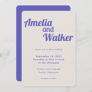 レトロデライトパーフェクト結婚パープル 招待状