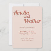 レトロデライト赤面バラピンク結婚ズ 招待状 (正面)