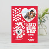 レトロトゥルーラブハート赤バレンタインデー写真 シーズンカード (スタンド正面)