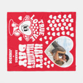 レトロトゥルーラブハート赤バレンタインデー写真 フリースブランケット (正面(横))