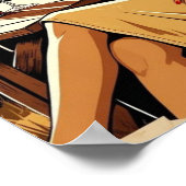 レトロトスカニーヴィネヤードイラストレーション- スタイリッシュ ポスター (角)