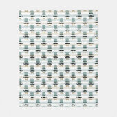 レトロトップハット口ひげストライプのパターン フリースブランケット (正面)