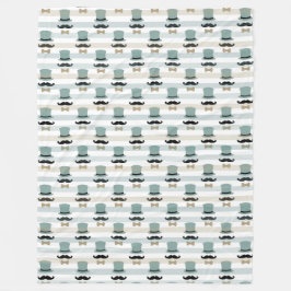 レトロトップハット口ひげストライプのパターン フリースブランケット