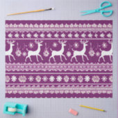 レトロトナカイと雪の結晶パープルクリスマス 薄葉紙 (クラフト)