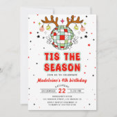 レトロトナカイのクリスマス誕生日パーティー 招待状 (正面)