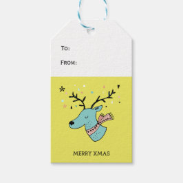 レトロトナカイ図形メリークリスマス ギフトタグ