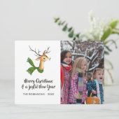 レトロトナカイBurlapクリスマスファミリーフォト シーズンカード (スタンド正面)