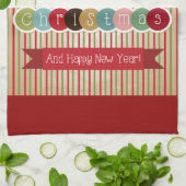 レトロトナディアメリークリスマスハッピー新年 キッチンタオル (折り畳み)