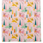 レトロトナディアワンダーランドホリデーパターン シャワーカーテン (正面)