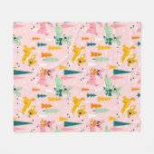 レトロトナディアワンダーランドホリデーパターン フリースブランケット (正面(横))