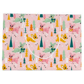 レトロトナディアワンダーランドホリデーパターン ラージペーパーバッグ (裏面)