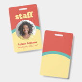 レトロトマトレッドイエローラウンドIDフォトスタッフ バッジ (Front & Back)