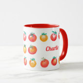 レトロトマト手描き夏のグルメパターン マグカップ (正面右)