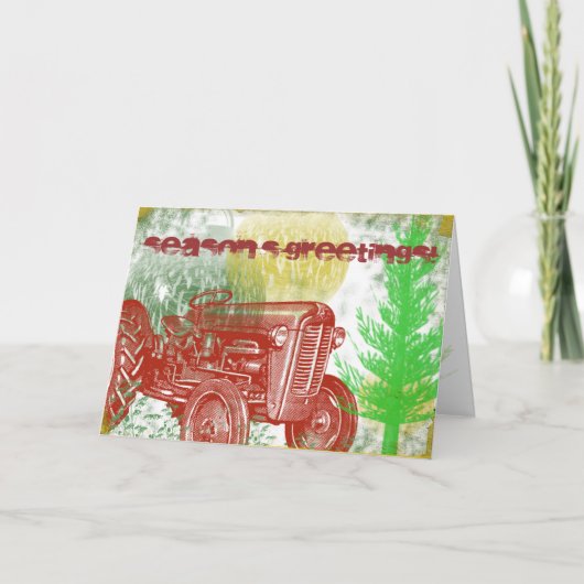 レトロトラクタークリスマスカード シーズンカード (正面)