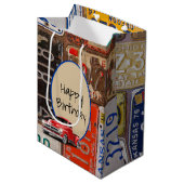 レトロトラックと旧ライセンスプレート ミディアムペーパーバッグ (正面アングル)