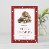 レトロトラックギフトスターメリークリスマスカード シーズンカード (スタンド正面)