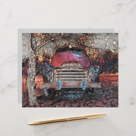 レトロトラックヴィンテージレッドオレンジイエロー素朴秋 (正面/裏面インサイチュ)