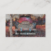 レトロトラックヴィンテージレッドオレンジイエロー素朴秋 名刺 (正面)
