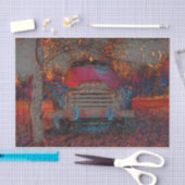 レトロトラックヴィンテージレッドオレンジ素朴秋 薄葉紙 (クラフト)