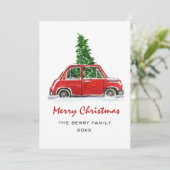 レトロトラック水色クリスマスカード (スタンド正面)