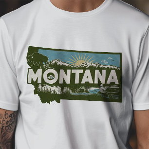 レトロトラベルアイコニックモンタナグラフィック Tシャツ