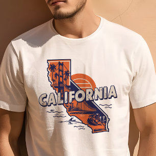 レトロトラベルアイコニックCaliforniaグラフィック Tシャツ