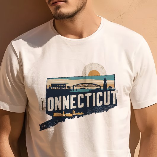 レトロトラベルアイコニックConnecticutグラフィック Tシャツ