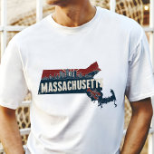 レトロトラベルアイコニックMassachusetts Graphic Tシャツ