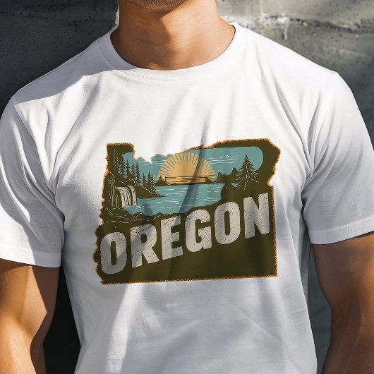 レトロトラベルアイコニックOregonグラフィック Tシャツ