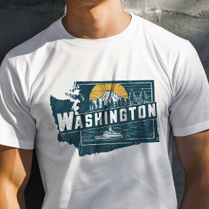 レトロトラベルアイコニックWashington Graphic Tシャツ