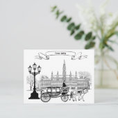 レトロトラベルアートヴィンテージウィーンオーストリアウォーター色 ポストカード (スタンド正面)