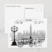 レトロトラベルアートヴィンテージウィーンオーストリアウォーター色 ポストカード (正面/裏面)