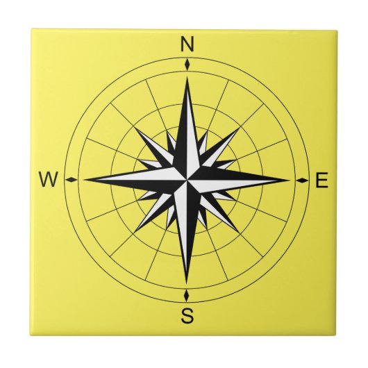 レトロトラベルイラストレーション – コンパスバラ タイル (正面)