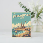 レトロトラベルファマゲスタビーチキプロスギフト ポストカード (スタンド正面)