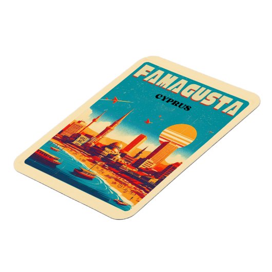 レトロトラベルファマゲスタビーチキプロスギフト マグネット (左側)