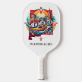 レトロトラベルマップオブニューメキシコ州 ピックルボールラケット (正面)