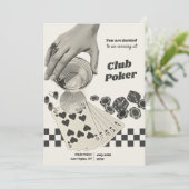 レトロトランプのポーカーナイトカクテルパーティー招待状 招待状 (スタンド正面)