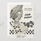 レトロトランプのポーカーナイトカクテルパーティー招待状 招待状 (正面/裏面)