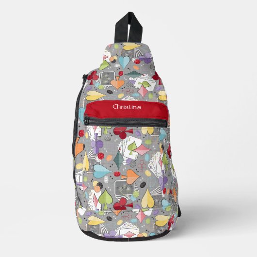 レトロトランプのポーカー スリングバッグ (正面)