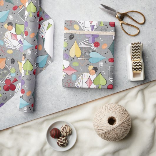 レトロトランプのポーカー ラッピングペーパー (クラフト)